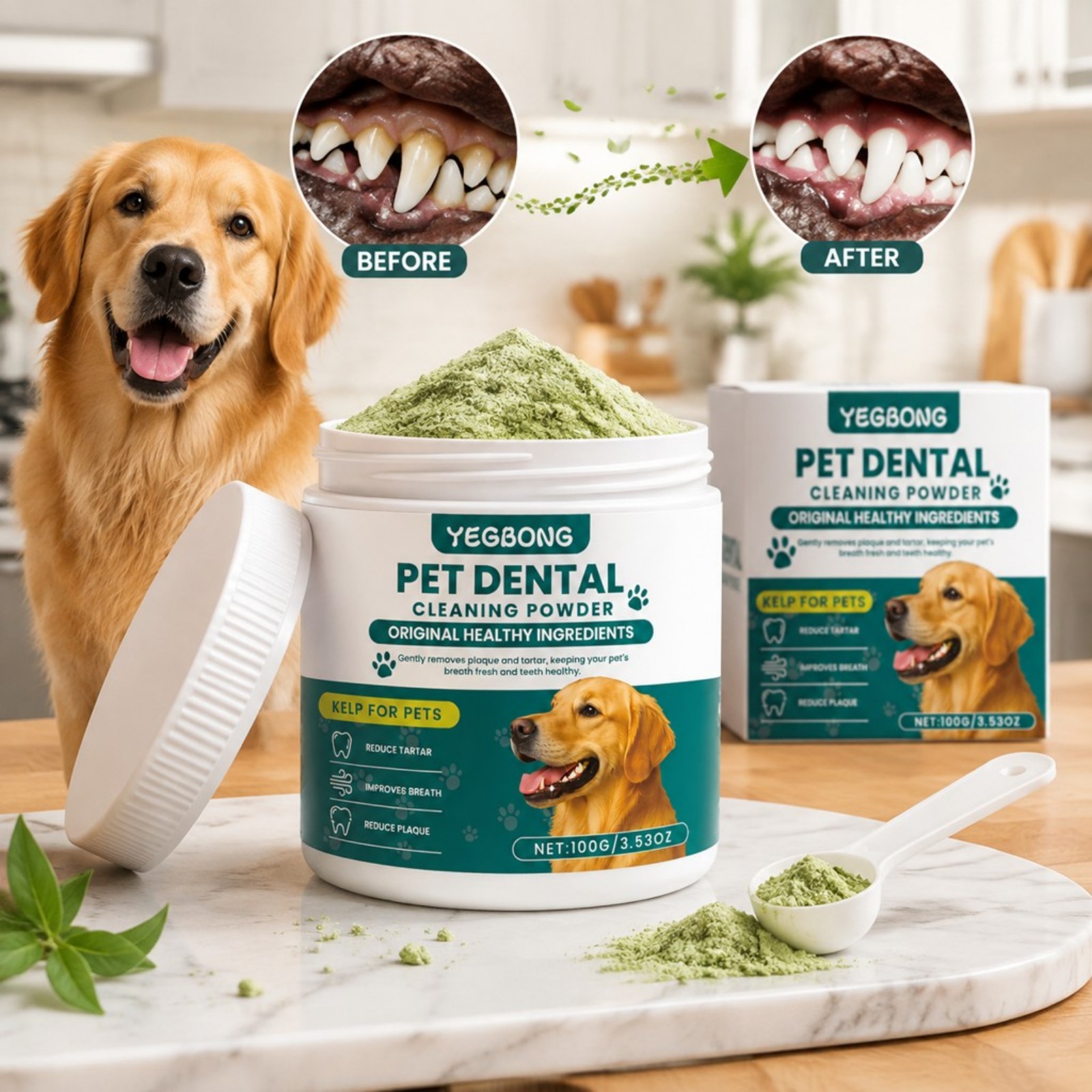 Teeth Whitening Mouthwash - Bubuk Pembersih Gigi Anjing Baking Soda