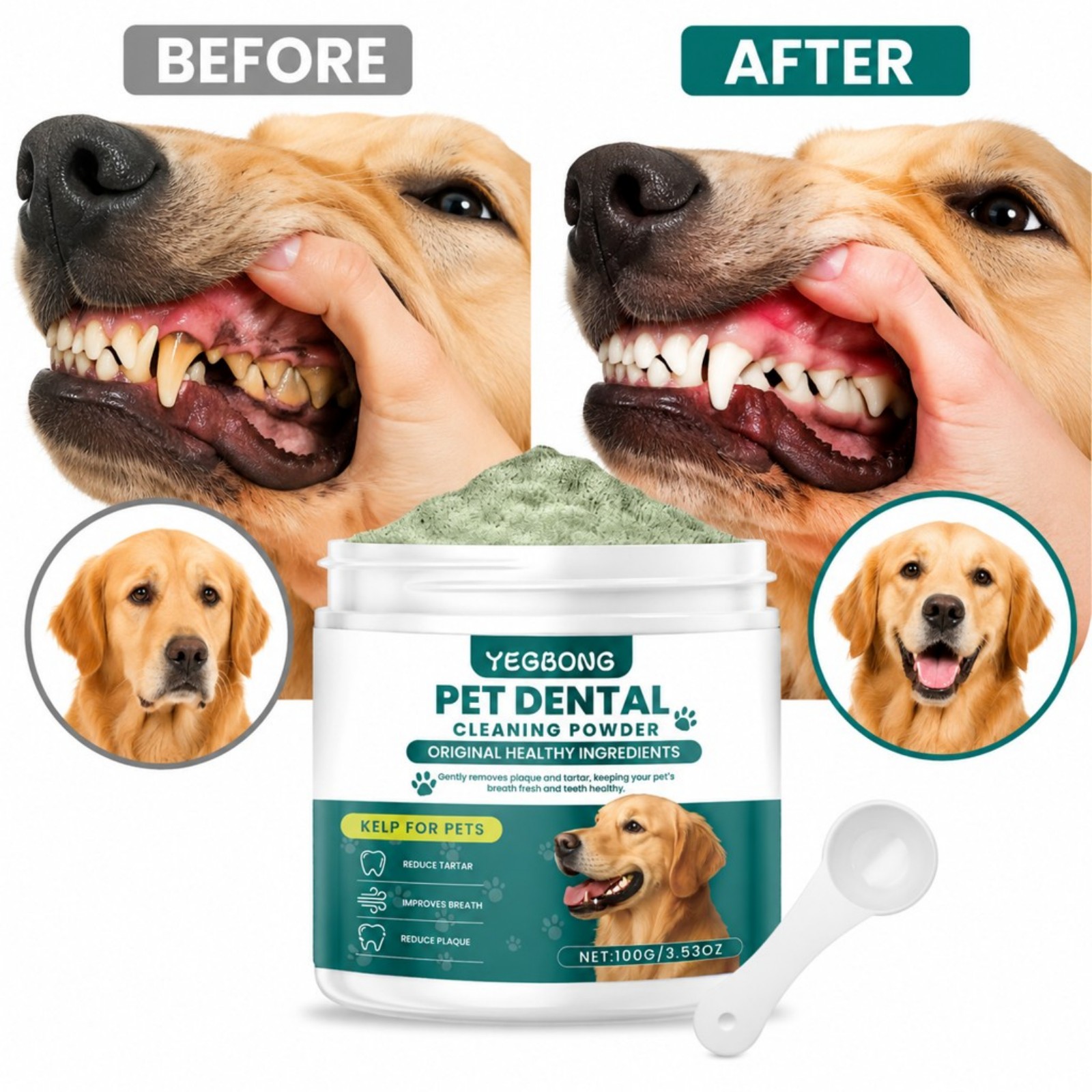 Bubuk Pembersih Gigi Anjing Ba - Teeth Whitening Mouthwash ulasan dan harga